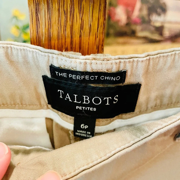 Talbots Petites The Perfect Chino straight leg flat front pants SZ 6P tan khaki - Picture 5 of 7